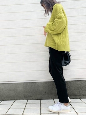 「ラウンドバッグ」｜「アイテム（パンツ）」を使った、Q♥Officialさん（レディース・155cm）の秋コーディネート