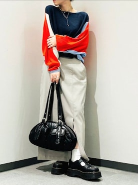 「アイテム（ボストンバッグ）」を使った、Q♥Officialさん（レディース・147cm）の秋コーディネート