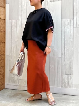 「ミニトート」｜「アイテム（サンダル）」を使った、Q♥Officialさん（レディース・154cm）の夏コーディネート