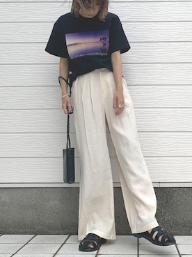 「Casselini（キャセリーニ）のアイテム（サンダル）」を使った、Q♥Officialさん（レディース・155cm）の夏コーディネート