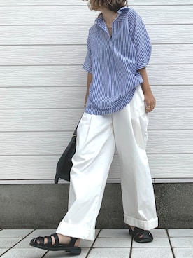 「Casselini（キャセリーニ）のアイテム（サンダル）」を使った、Q♥Officialさん（レディース・155cm）の夏コーディネート