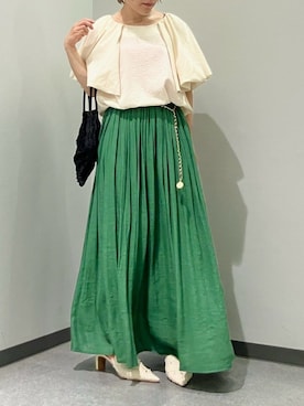 「フレアスリーブ」｜Q♥Officialさん（レディース・160cm）の夏コーディネート