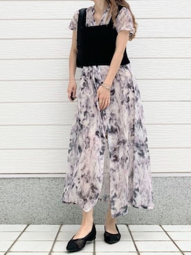 「シアーワンピース」｜「アイテム（シャツワンピース）」を使った、Q♥Officialさん（レディース・155cm）の春コーディネート