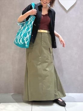 「レースタンク」｜Q♥Officialさん（レディース・159cm）の秋コーディネート