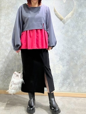 「アイテム（クラッチバッグ）」を使った、Q♥Officialさん（レディース・151cm）の秋コーディネート