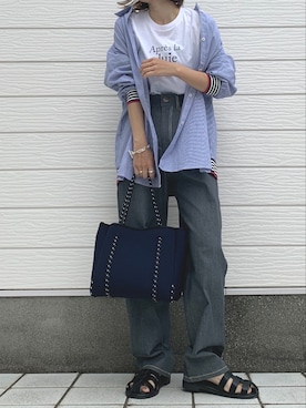 「Casselini（キャセリーニ）のアイテム（サンダル）」を使った、Q♥Officialさん（レディース・155cm）の春コーディネート