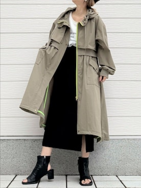 「アイテム（ミリタリージャケット）」を使った、Q♥Officialさん（レディース・155cm）の冬コーディネート