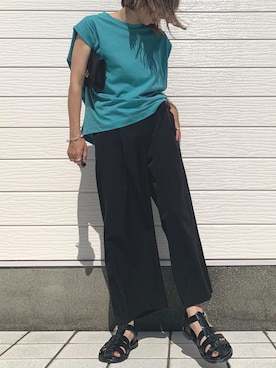 「Casselini（キャセリーニ）のアイテム（サンダル）」を使った、Q♥Officialさん（レディース・155cm）の夏コーディネート