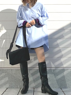 「Casselini（キャセリーニ）のアイテム（ブーツ）」を使った、Q♥Officialさん（レディース・155cm）の冬コーディネート
