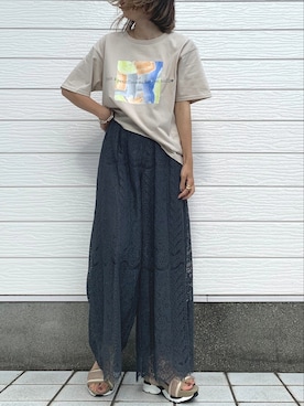 「スカラップ」｜「アイテム（アクセサリー）」を使った、Q♥Officialさん（レディース・155cm）の夏コーディネート
