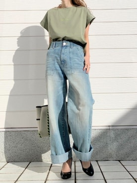 「ブリーチデニム」｜Q♥Officialさん（レディース・155cm）の冬コーディネート