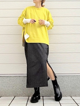 「アイテム（ブーツ）」を使った、Q♥Officialさん（レディース・155cm）の冬コーディネート