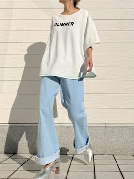 「Q（キュー）のアイテム（パンツ）」を使った、Q♥Officialさん（レディース・155cm）の春コーディネート