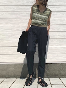 「Casselini（キャセリーニ）のアイテム（サンダル）」を使った、Q♥Officialさん（レディース・155cm）の夏コーディネート