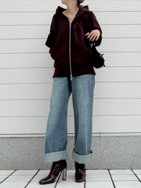 「CELINE（セリーヌ）のアイテム（ブーツ）」を使った、Q♥Officialさん（レディース・155cm）の秋コーディネート