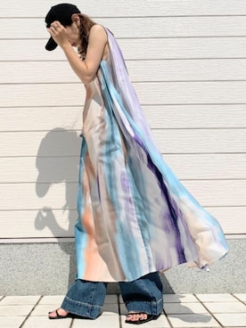 「ペイント」｜「アイテム（ワンピース/ドレス）」を使った、Q♥Officialさん（レディース・155cm）の夏コーディネート