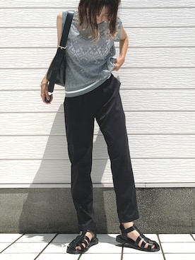 「Casselini（キャセリーニ）のアイテム（サンダル）」を使った、Q♥Officialさん（レディース・155cm）の夏コーディネート
