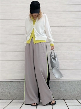 「Q（キュー）のアイテム（パンツ）」を使った、Q♥Officialさん（レディース・155cm）の春コーディネート