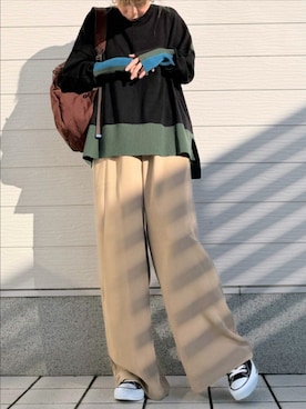 「アイテム（バックパック/リュック）」を使った、Q♥Officialさん（レディース・155cm）の秋コーディネート