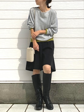 「Casselini（キャセリーニ）のアイテム（ブーツ）」を使った、Q♥Officialさん（レディース・155cm）の秋コーディネート