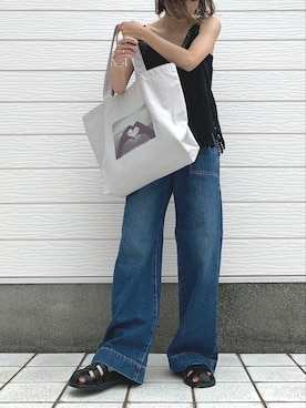 「Casselini（キャセリーニ）のアイテム（サンダル）」を使った、Q♥Officialさん（レディース・155cm）の春コーディネート