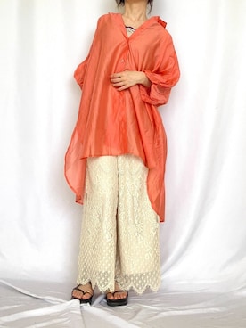 「バルーンスリーブ」｜Q♥Officialさん（レディース・158cm）の夏コーディネート