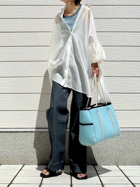 「ブルー x ホワイト」｜Q♥Officialさん（レディース・155cm）の夏コーディネート