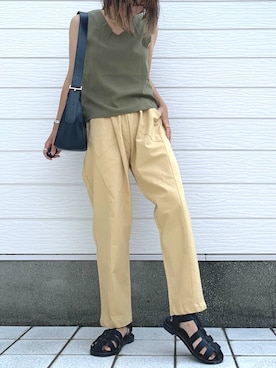 「Casselini（キャセリーニ）のアイテム（サンダル）」を使った、Q♥Officialさん（レディース・155cm）の夏コーディネート