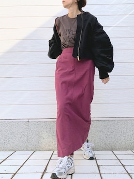 「Q（キュー）のアイテム（MA-1）」を使った、Q♥Officialさん（レディース・155cm）の秋コーディネート
