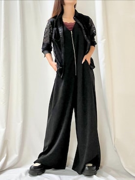 「アイテム（サロペット/オーバーオール）」を使った、Q♥Officialさん（レディース・153cm）の秋コーディネート