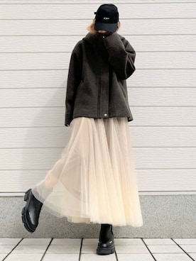 「アイテム（その他アウター）」を使った、Q♥Officialさん（レディース・155cm）の秋コーディネート