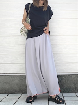 「Casselini（キャセリーニ）のアイテム（サンダル）」を使った、Q♥Officialさん（レディース・155cm）の夏コーディネート