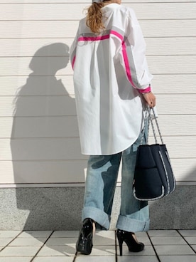 「ブリーチデニム」｜Q♥Officialさん（レディース・155cm）の冬コーディネート