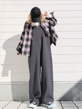 「アイテム（オールインワン・サロペット）」を使った、Q♥Officialさん（レディース・155cm）の秋コーディネート