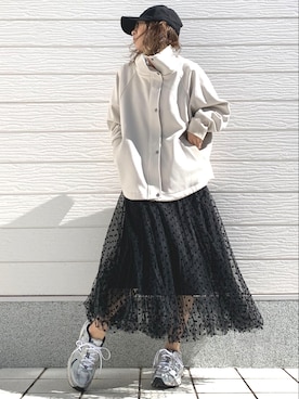 「セリーヌ」｜「アイテム（ブルゾン）」を使った、Q♥Officialさん（レディース・155cm）の春コーディネート