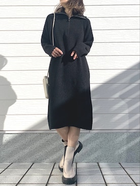 「Casselini（キャセリーニ）のアイテム（ブーツ）」を使った、Q♥Officialさん（レディース・155cm）の冬コーディネート