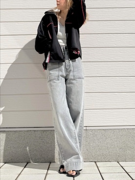 「Q（キュー）のアイテム（パンツ）」を使った、Q♥Officialさん（レディース・155cm）の春コーディネート