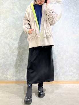「アイテム（ブーツ）」を使った、Q♥Officialさん（レディース・164cm）の秋コーディネート