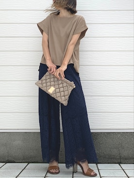 「スカラップ」｜「アイテム（サンダル）」を使った、Q♥Officialさん（レディース・155cm）の夏コーディネート