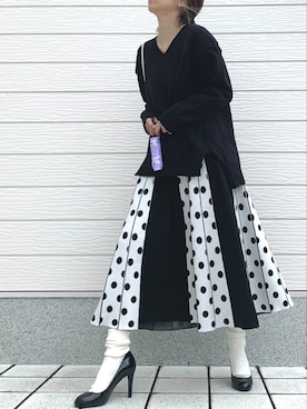 「靴下屋（クツシタヤ）のアイテム」を使った、Q♥Officialさん（レディース・155cm）の冬コーディネート