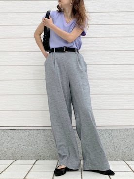 「カラーTシャツ」｜「アイテム（パンツ）」を使った、Q♥Officialさん（レディース・155cm）の春コーディネート