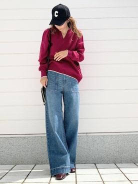 「CELINE（セリーヌ）のアイテム（ブーツ）」を使った、Q♥Officialさん（レディース・155cm）の秋コーディネート