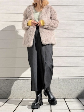 「アイテム（ノーカラーコート）」を使った、Q♥Officialさん（レディース・155cm）の秋コーディネート