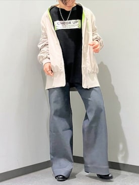 「アイテム（MA-1）」を使った、Q♥Officialさん（レディース・160cm）の秋コーディネート