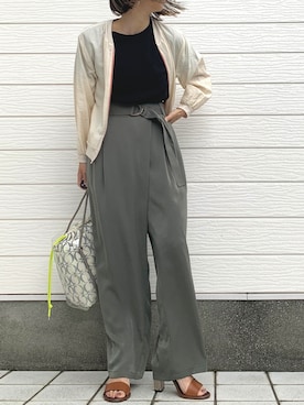 「CELINE」｜「アイテム（ブルゾン）」を使った、Q♥Officialさん（レディース・155cm）の春コーディネート