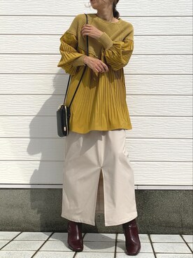 「CELINE（セリーヌ）のアイテム（ブーツ）」を使った、Q♥Officialさん（レディース・155cm）の秋コーディネート