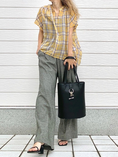 ブラウス シャツ エアリーチェックスキッパーブラウス レディース Q ブラウス シャツ エアリーチェックスキッパーブラウス