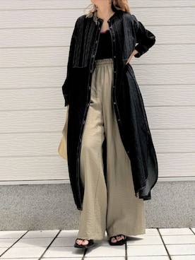 「アイテム（シャツワンピース）」を使った、Q♥Officialさん（レディース・155cm）の夏コーディネート