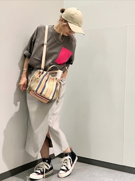 「アイテム（トートバッグ）」を使った、Q♥Officialさん（レディース・154cm）の夏コーディネート