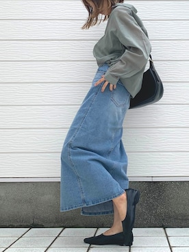 「襟抜きシャツ」｜Q♥Officialさん（レディース・155cm）の夏コーディネート